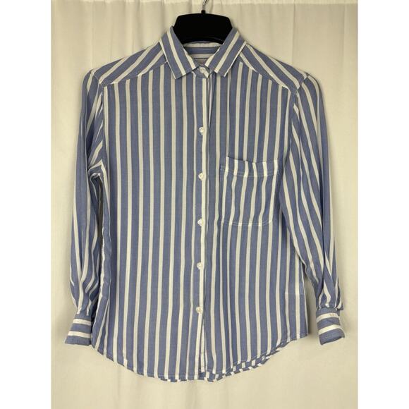 Rails Janelle Blouse Women's Size XS Button Front Long Sleeve Blue White Stripe - Picture 1 of 9